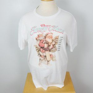 NWT Dear Santa Claus White Christmas Vintage Inspired Santa Graphic Tee XL
